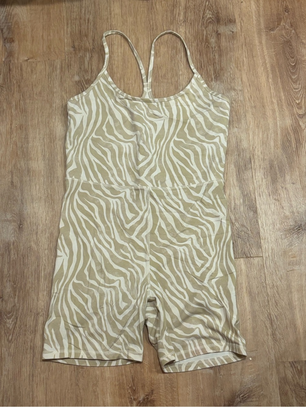 Old Navy Beige and White Zebra-Print Romper